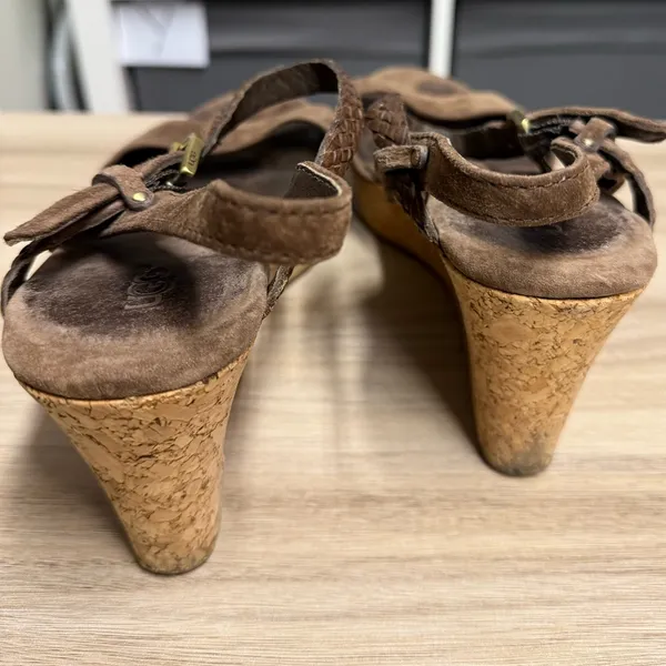 Ugg D’Alessio Chocolate Suede Cork Platform Heels - Image 4