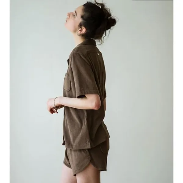 NWT Outerknown Women Size Small High Tide Pile Fabric Open Collar Sweatshirt Top - Image 2