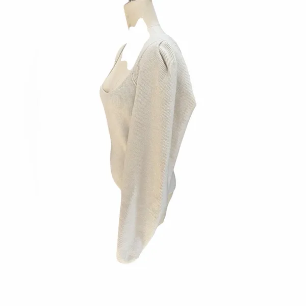 Free People Saffron‎ open back Ivory Ribbed Knit Sweater size medium, nwt - Image 5
