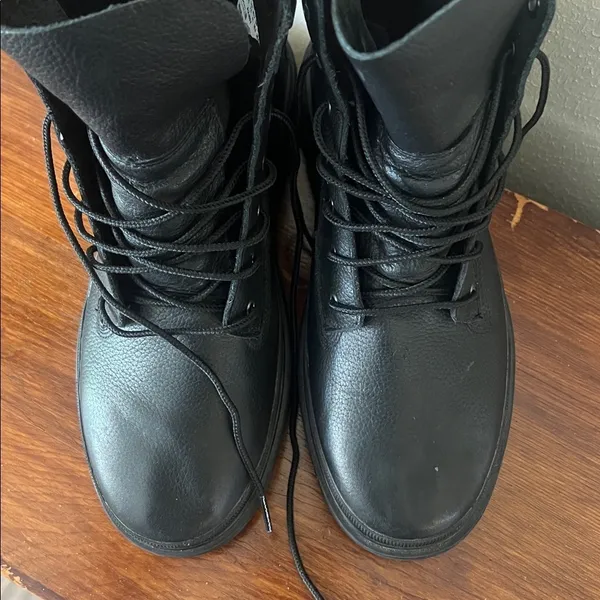 Timberland Ray City Black Combat Boots Lug Sole Leather Women’s 9.5 A2JNY - Image 9