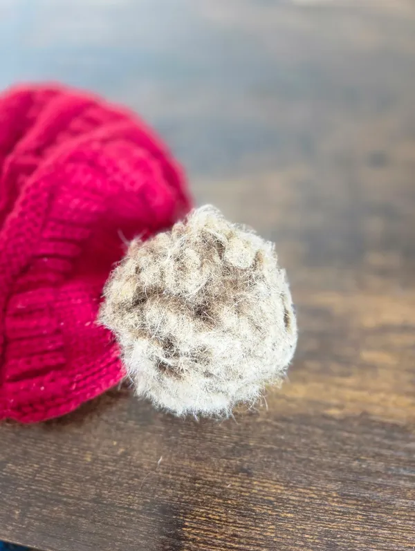 Crush Berry Red Stretchy Knit Beanie Hat Pom Pom Winter Cozy Warm - Image 6