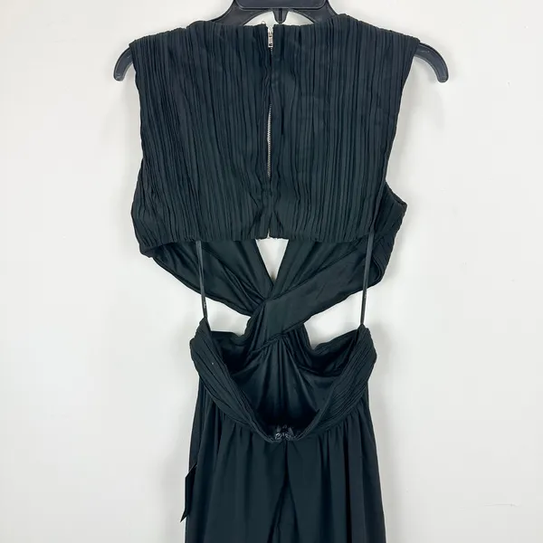 Lulus Vivid Imagination Black Cutout Maxi Dress Long Formal Chiffon Large NWT - Image 11