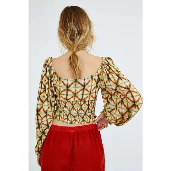 Urban Outfitters Old Soul Multi Colored Smocked Crop Top UO Size Large M‎ - Image 2