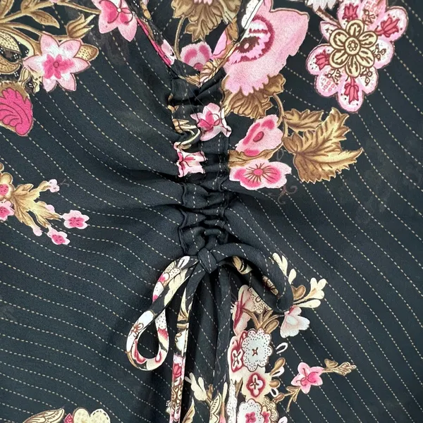 Fashion Bug Vintage 90s Floral Babydoll Top L Cinched Bust Y2K Romantic Fairy Grunge Blouse - Image 3