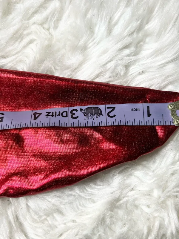 Metallic Red Foil Costume Thigh High Socks - Image 3