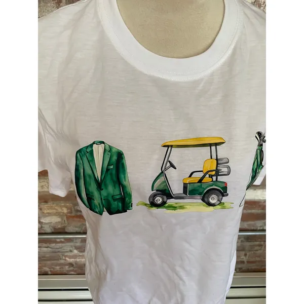 Kule The Golf Graphic T-Shirt Size Small White Green Jacket Cart Bag - Image 2