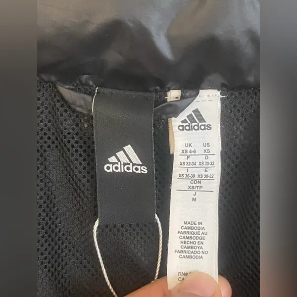 Adidas Women's Linear Windbreaker W/Hoodie, Rain Jacket, Full Zip, Black Size XS - Image 8