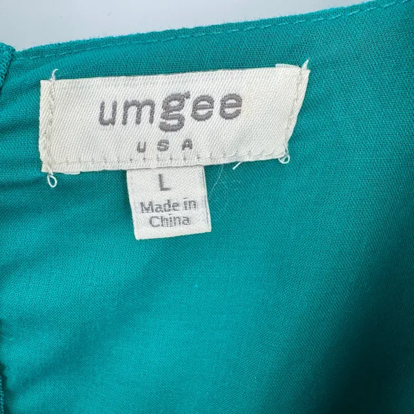 Umgee blouse women's large linen blend ruffle sleeve babydoll green boho beach - Image 5