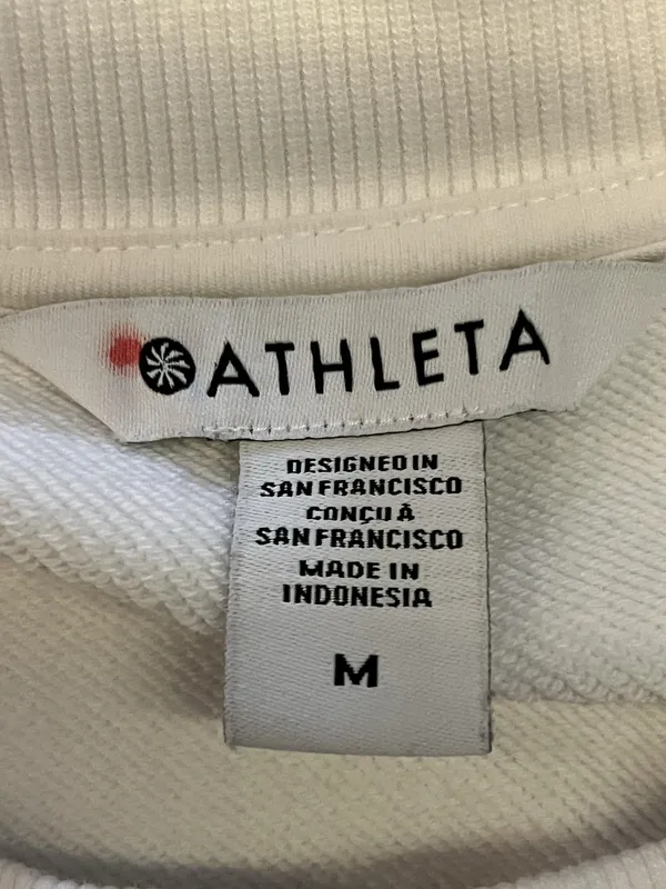 Athleta Sweatshirt Womens Medium White Fleece Crewneck Pullover Relaxed Fit - Image 6