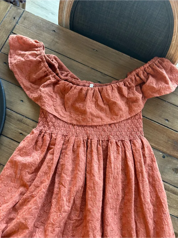 Rylee + Cru Gia Women’s Cotton Floral Burnt Orange Dress S - Image 7