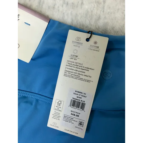 Calia 15 Eagle Skort Womens XS Tranquil Blue Golf Tennis Athletic Skirt NEW - Image 5