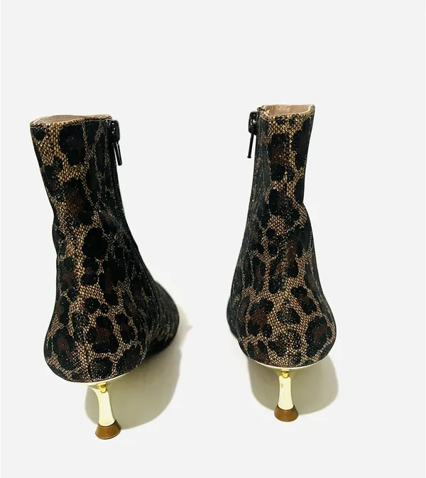Betsey Johnson Leopard Print Pointed Toe Ankle Boots  - Image 3