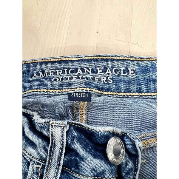 American Eagle Blue Shortie Stretch X Distressed Denim Shorts Size 2 Cotton - Image 7
