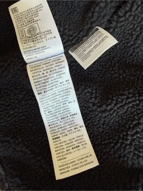 Levi's Original Denim Black Trucker Sherpa Jacket XS - Image 9