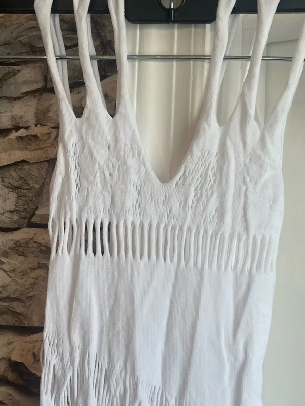New Woman’s Crochet Beach Cover Up White - Image 3