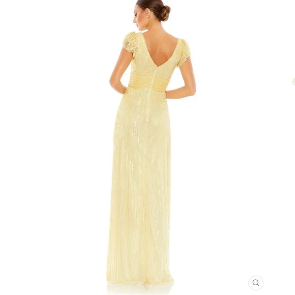 Mac Duggal 5646 Womens EMBELLISHED FLUTTER CAP SLEEVE A LINE GOWN Runs Large - Image 4