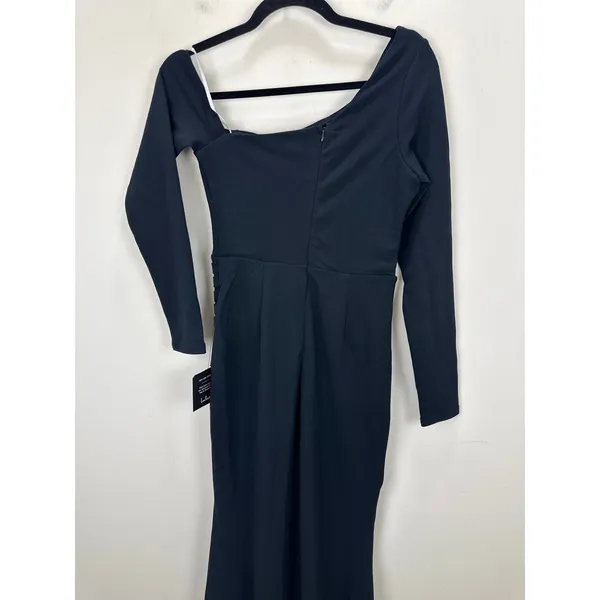 Lulus Elegant Sensation Navy Blue Asymmetrical Pleated Maxi Dress Formal XS NWT - Image 8