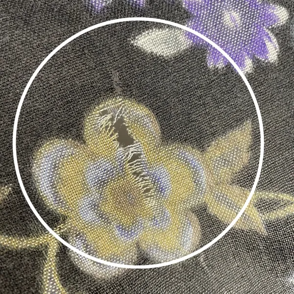 Vivante Scarf Floral Gray Gauzy Viscose Wool‎ FLAWS NWT Raw Edge Fringe Boho - Image 10