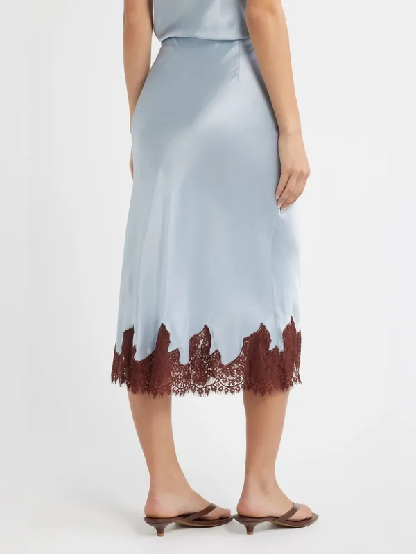 Reformation Carolina Silk Skirt in Mineral S - Image 4