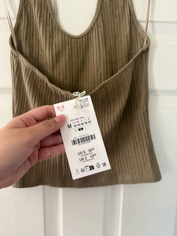 BNWT Zara Olive Green Brown Button Rib Halter Top  - Image 10