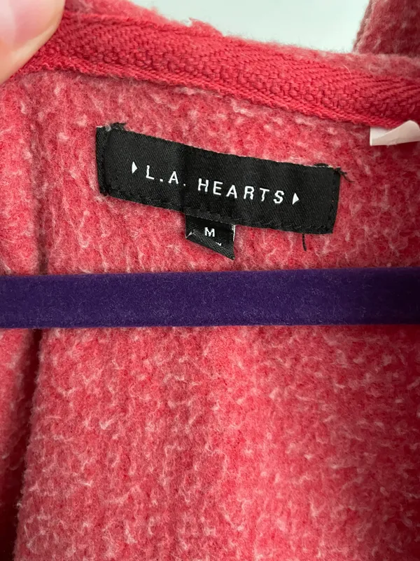 PacSun LA Hearts Red Cropped Zip Up Hoodie - Image 2