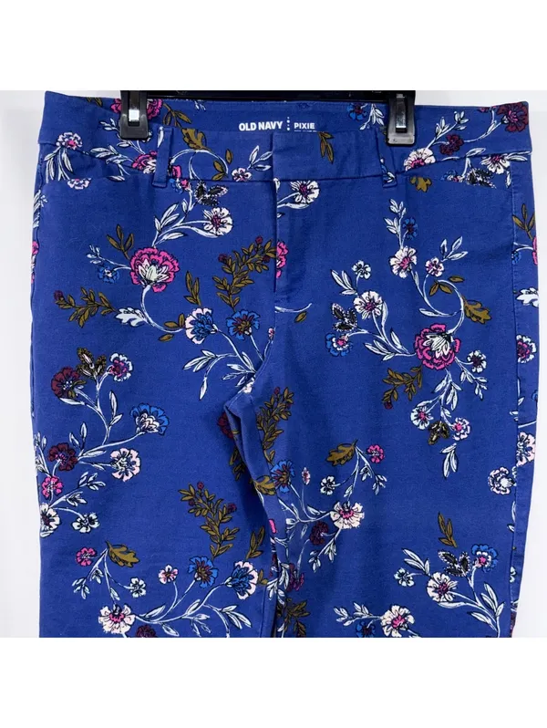 Old Navy Pixie Blue Floral Pants Size 12 - Image 2