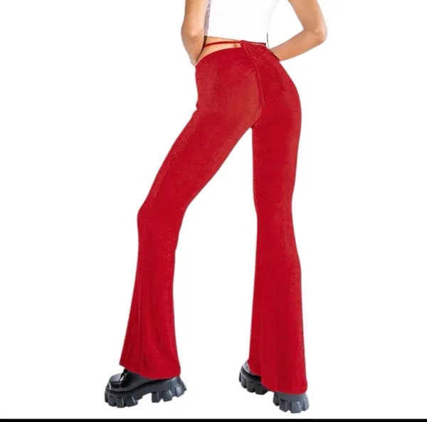 NWT Princess Polly Red Flare Pants High Rise Cut Out S 4 - Image 2