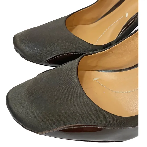 BCBGMAXAZRIA Brown Patent Leather Satin pump heels Women shoe size 7 B Brazil - Image 6