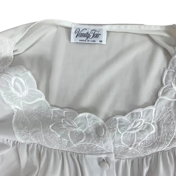 Vanity Fair | Medium | VINTAGE Embroidered Satin Button Robe Lingerie Night Gown - Image 5