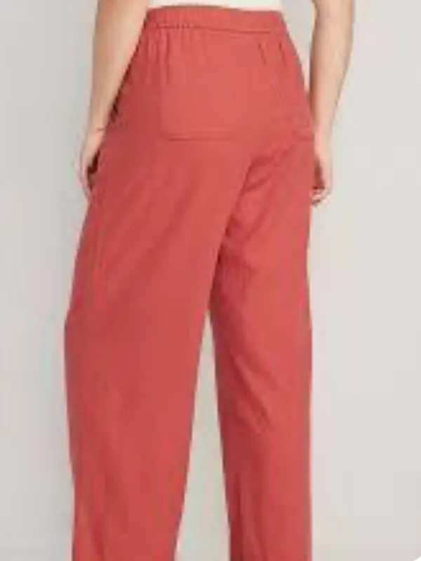 Old Navy High-Waisted Linen-Blend Wide-Leg Pants in Amberglow Large - Image 2