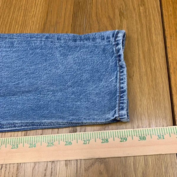 American Eagle Mom Jean Light‎ Wash Distressed High Rise Strigid Denim 10 Long - Image 4