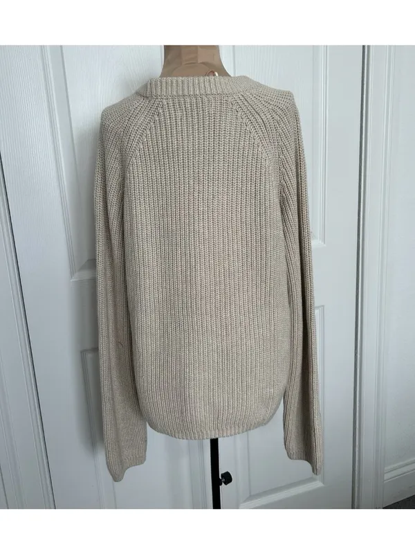 Quince Organic Cotton Fisherman Crew Neck Sweater Speckled Beige Size L - Image 8