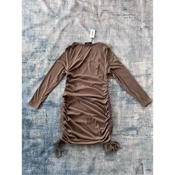 NWT! Cider Brown Ribbed Knit Ruched Side Long Sleeve Dress 1XL - Image 2