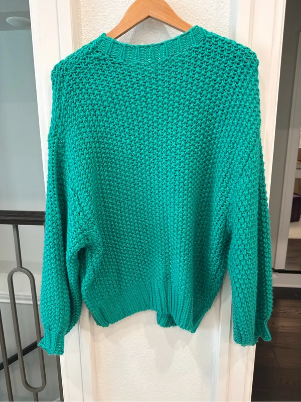 Le Lis Collection Chunky Knit Oversized Sweater Emerald Green Size Small NWT - Image 4