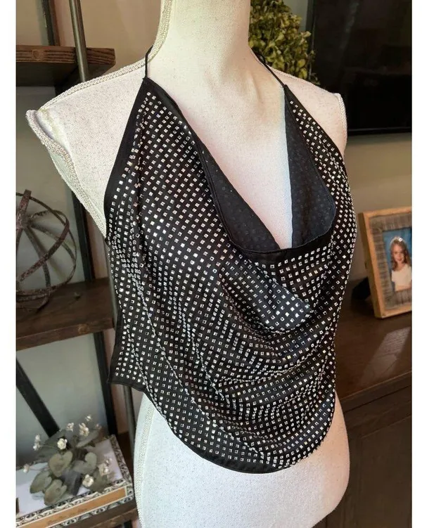 For Love & Lemons After Dark Halter Top Black Womens One Size - Image 9