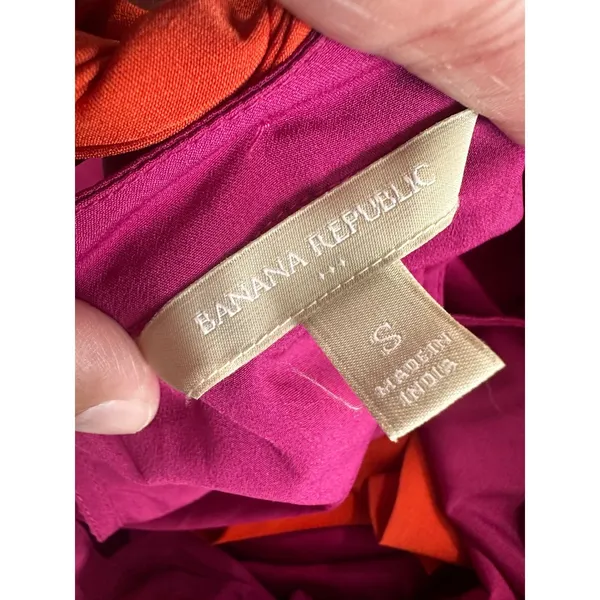 Banana Republic Womens Pink Orange Colorblock Braided‎ Halter Top S Rhubarb - Image 4