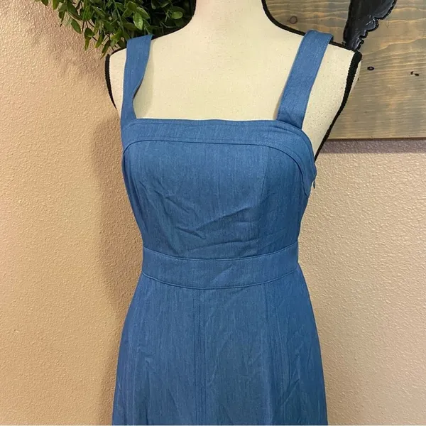 NWOT Lulus Darling Time Blue Chambray Handkerchief Midi Dress With Pocke… - Image 3