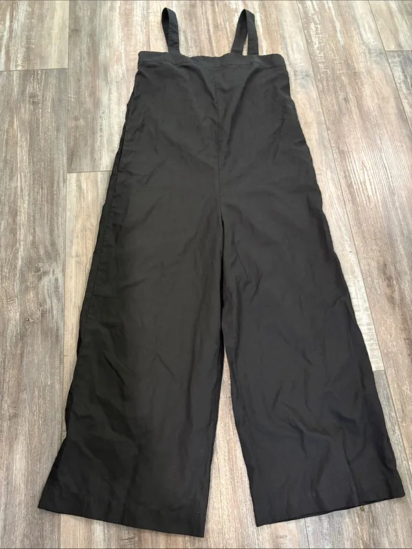 Uniqlo Linen Blend Black Sleeveless Jumpsuit Romper Whimsigoth Small - Image 5