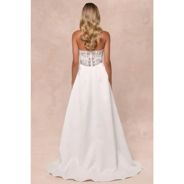 NWT Lulus Eternal Gratitude White Floral Embroidered Strapless Maxi Dress Sz L - Image 3