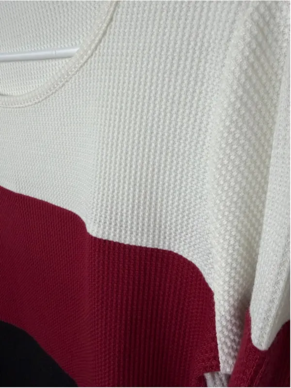 Unbranded Long Sleeve Tee M White Red Black Striped EUC Size M - Image 5