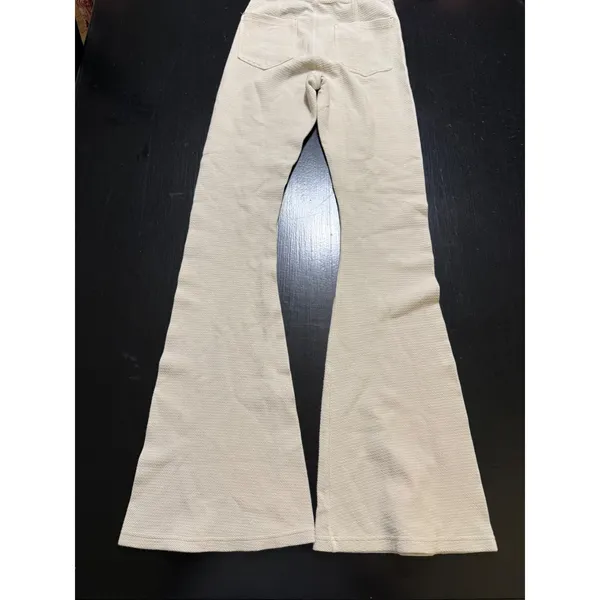 Aerie Offline Cream Waffle Knit High Waisted Flare Leggings Small Bell Bottoms - Image 4
