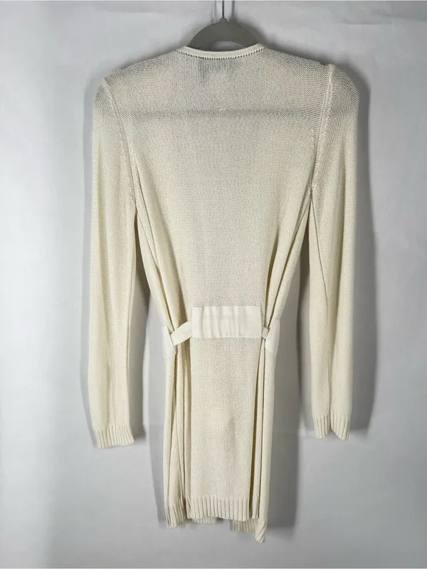 Angel Apparel Ivory Belted Longline‎ Cardigan Sweater Size S - Image 8