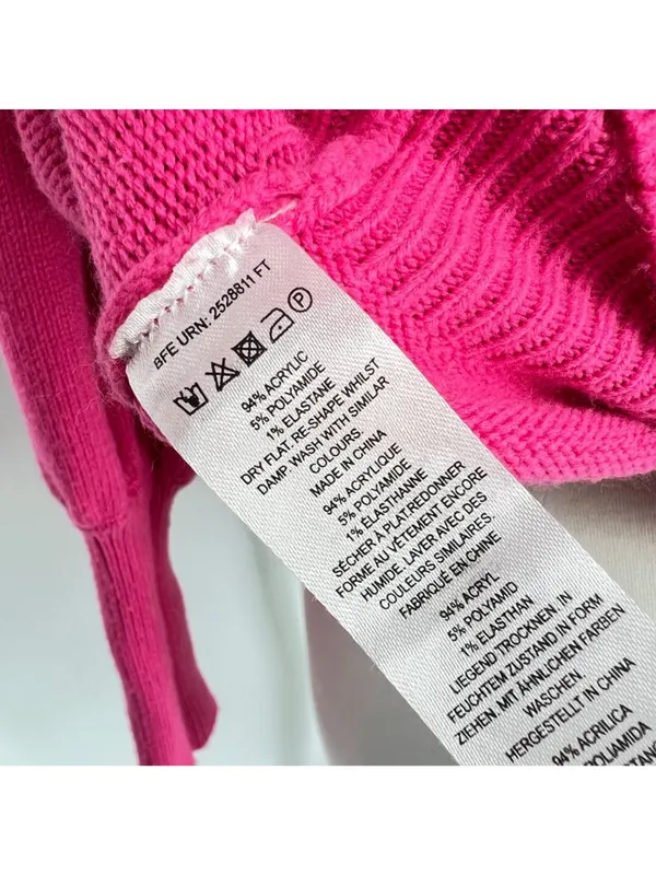 French Connection Puff Sleeve Turtleneck Sweater Pink Size Small Preppy Bold - Image 9