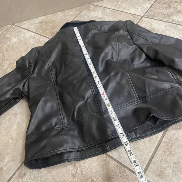 Sam Edelman Black Faux Leather Moto Biker Jacket Womens XL zip 5/2021 EUC - Image 2