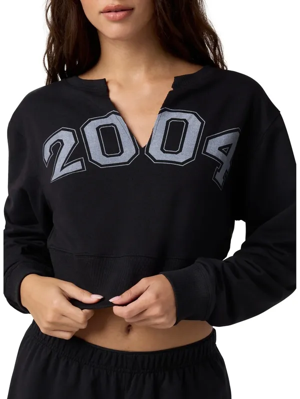 Florence by Mills 2004 Split Neck Sweatshirt NWT Black Large - Image 4