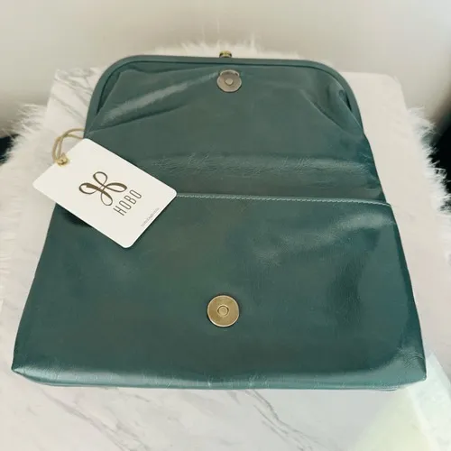 HOBO‎ LAUREN CLUTCH LEATHER WRISTLET WALLET Sage Henna Luxury Leather, NWT - Image 8