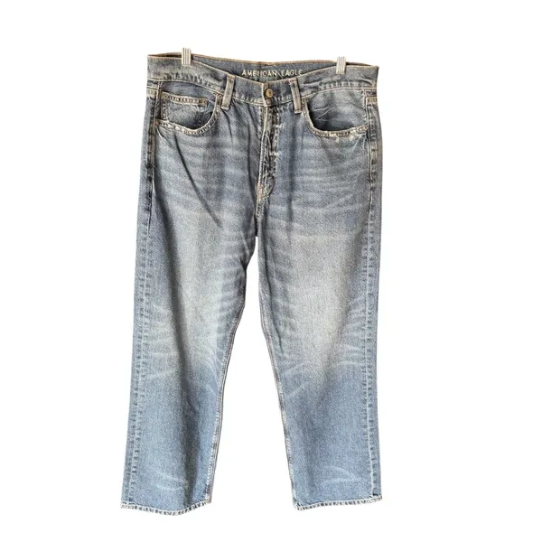 American Eagle - Low-Rise Baggy Y2K Blue Jeans Sz 10 S - Image 2