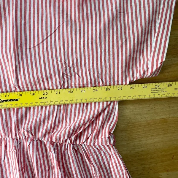 Source Unknown NWT Casual Red White Striped Midi Maxi Blouse Button Up Dress 3XL - Image 5