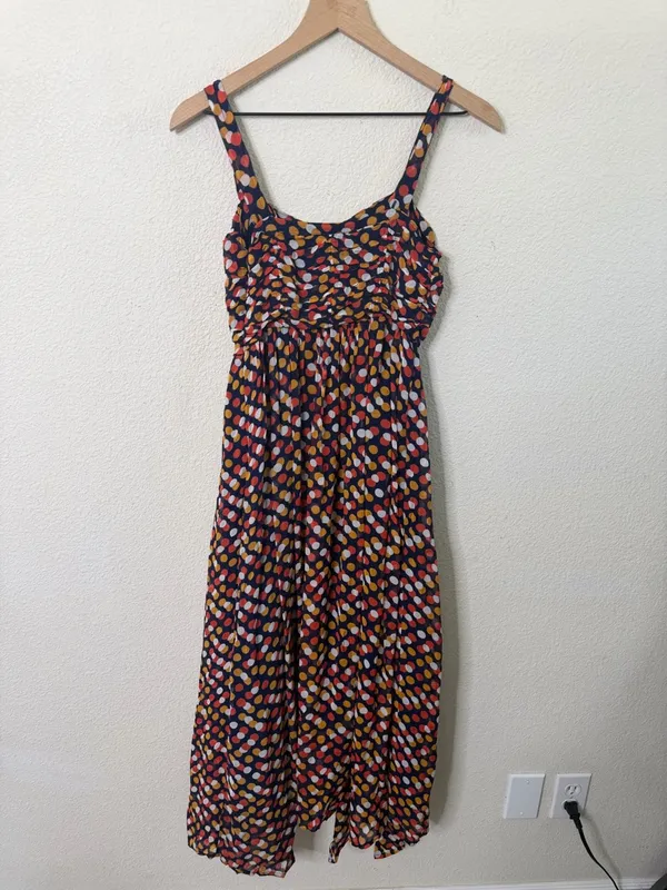 Anthropologie Maeve Sweetheart Maxi Dress Pockets Brown Red Polka Dot Size‎ 0 - Image 6