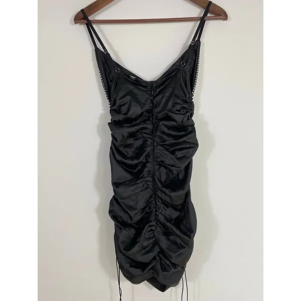 For Love & Lemons Black Ruched Mini Dress with Rhinestone Bodice – Size Small - Image 5